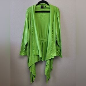 Rafaello Lime Green Open Front Asymmetrical Cardigan Size 3x